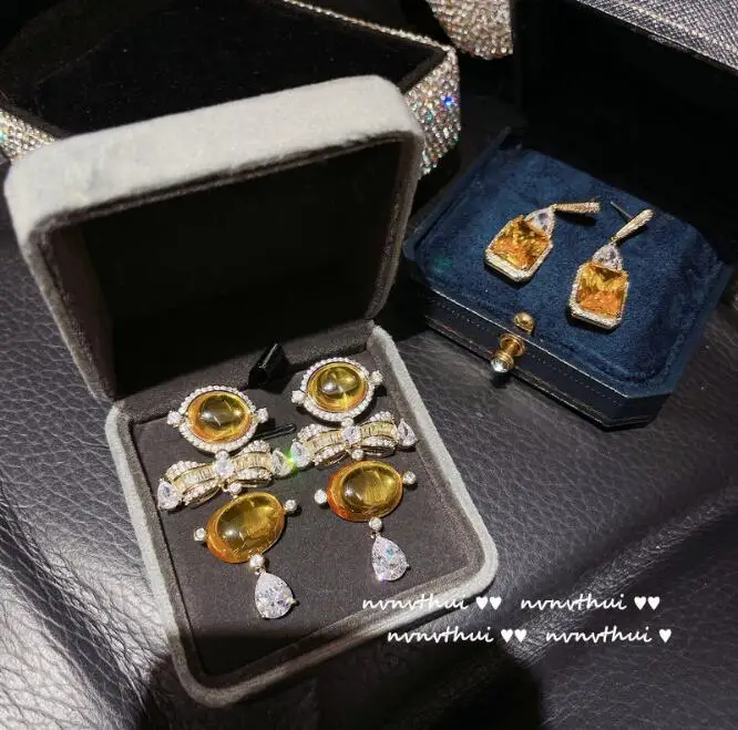 

Винтажные желтые серьги Стразы Позолоченные 18 карат милые полные стразы с бантом