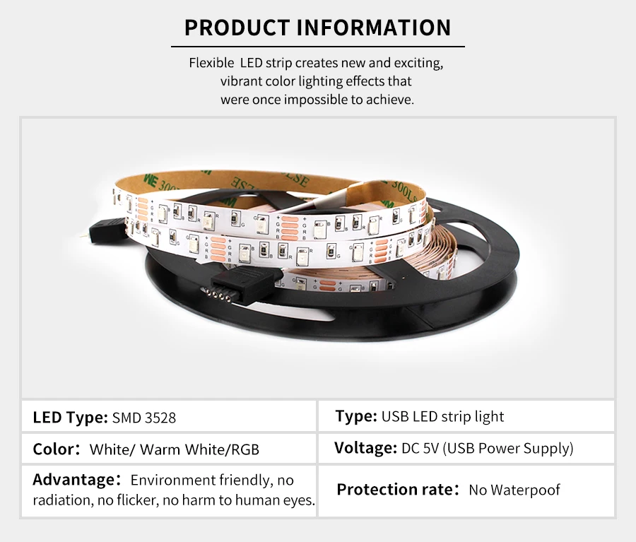 5 в USB Светодиодная лента RGB 2835 ТВ задний светильник 50 см 1 2 3 4 5 м светодиодный светильник с ИК-управлением для настольного ПК лампа лента Диодная лента ТВ