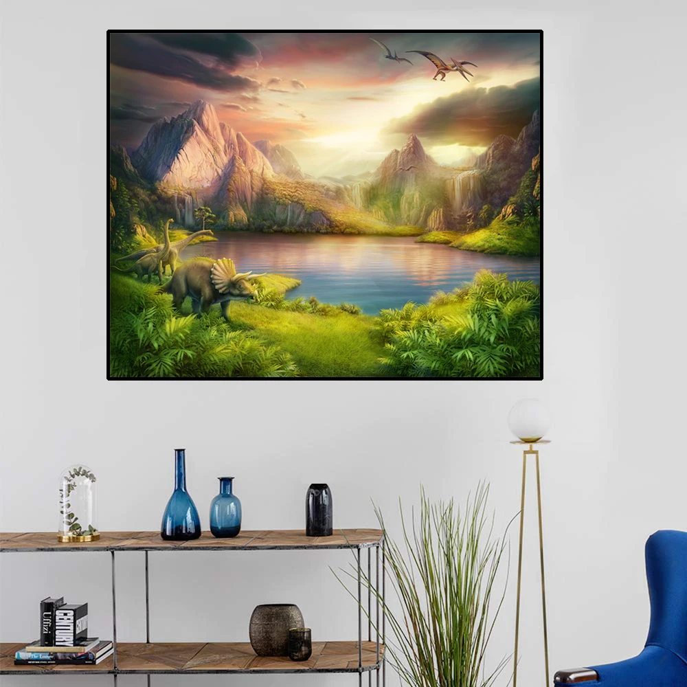 Jurassic World Landscape Poster Wall Art Canvas Painting Modern Living Room Office Decoration Posters And Prints Picture Decor | Дом и сад