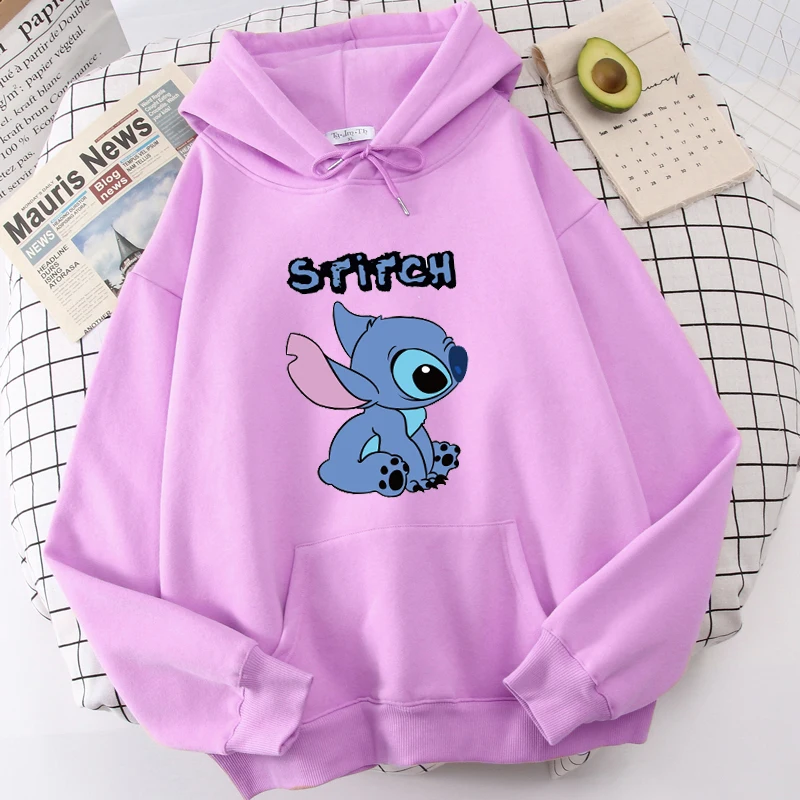 Disney Stitch Hoodies Cartoon Autumn Winter Loose Thick Sweater Fashion Men and Women Same Casual Street 8 colors Sweatshirt