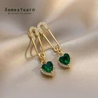 Новинка 2021, дизайнерские Висячие золотые серьги в форме зеленого сердца для женщин, необычные украшения для Хэллоуина, вечеринки, модные аксессуары для девушек