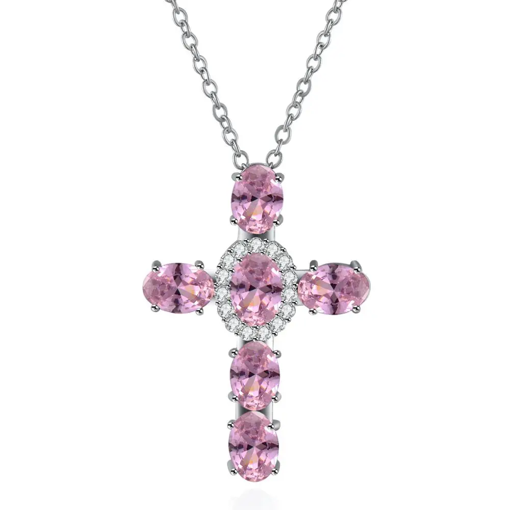 

Fashion Shiny Crystal Cross Pendant Necklace For Women High Quality Cubic Zirconia Cross Pendant Frmale Party Wedding Jewelry