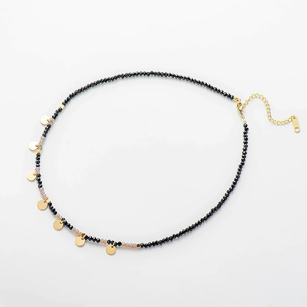 Бусины из нержавеющей стали с черными кристаллами и стеклом Золотая бирка