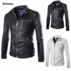 Мужская винтажная Повседневная зимняя теплая блузка из ПУ кожи с воротником-стойкой и карманами, утепленное пальто, верхняя одежда, топ, блузка, куртка 2021