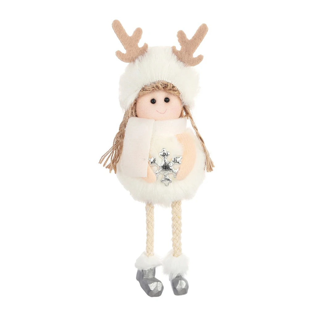 Рождественские милые украшения розовый белый шелк плюшевые Висячие осанки кукла
