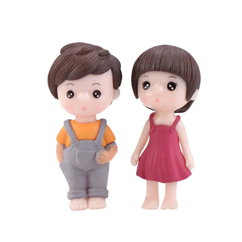 1 Pair Romantic Couples Figurines DIY Micro Landscape Mini PVC Home Ornaments Fairy Garden Miniatures Cute Boy and Girl Lovers | Дом и сад