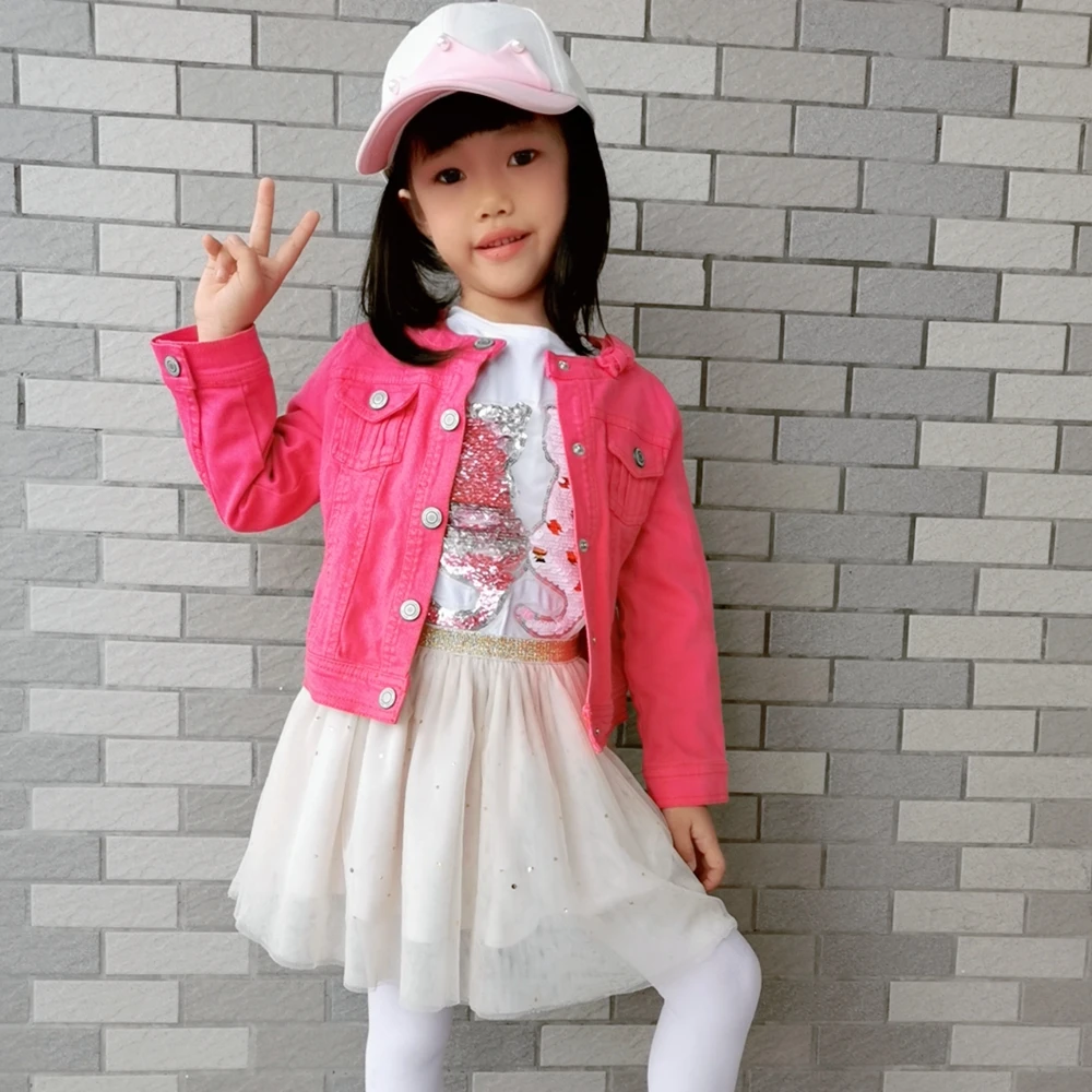 

3T Spring Girls Outfits Toddler Denim Embroidery Cockdail Flowers Jeans Jacket Kids Coats Baby Girl Clothing Children Clothes