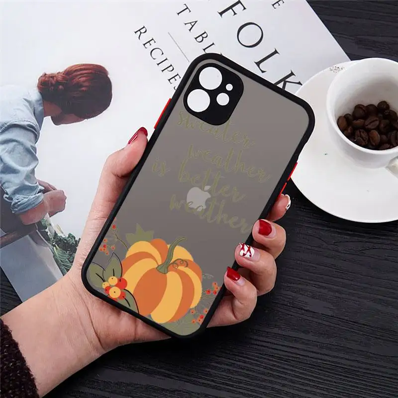 

Pumpkin happy autumn fall leaves Phone Case matte transparent For iphone 7 8 11 12 plus mini x xs xr pro max cover