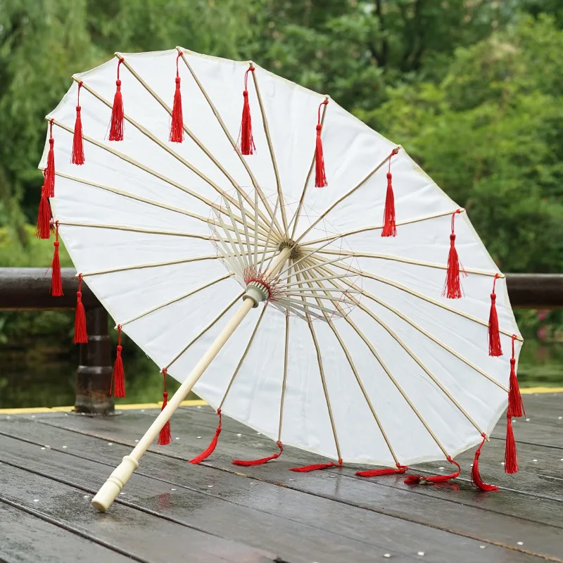 

Tassels Chinese Umbrella Ribbon Silk Umbrella Hanfu Cos Umbrella Prop Shoot Ancient Costume paraguas cosplay princess parasol