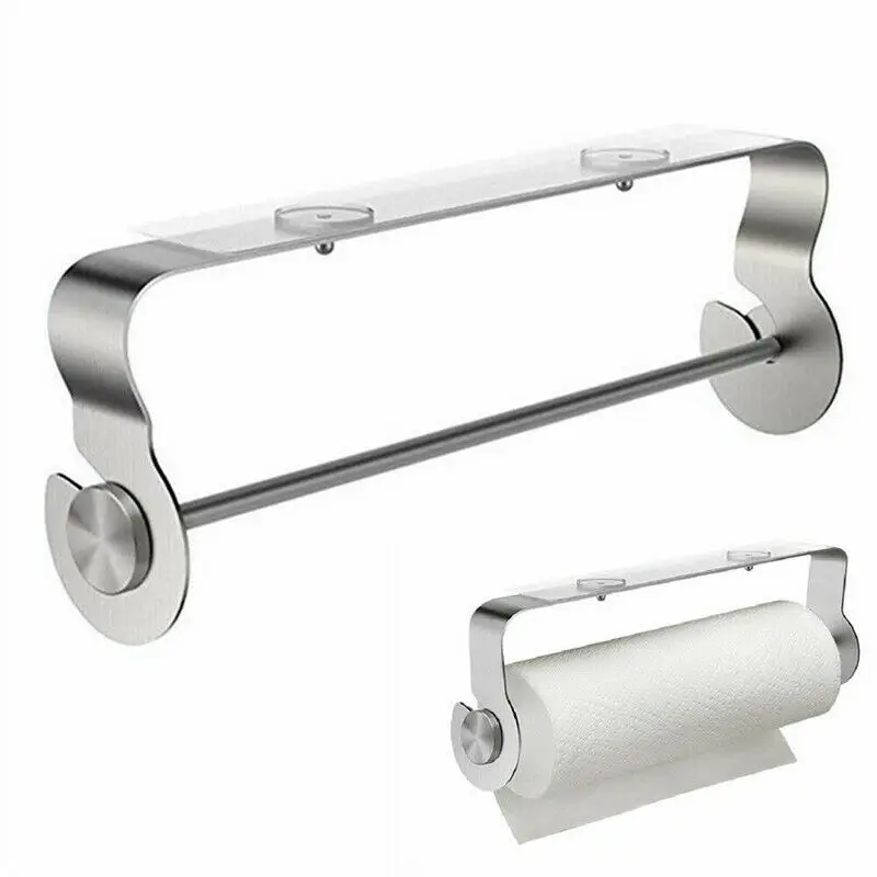 

Kitchen Towel Paper Roll Holder Wall-Mounted Stainless Steel Dispenser Bathroom Tissue Rack Home Storage Tool Fixture Shelves