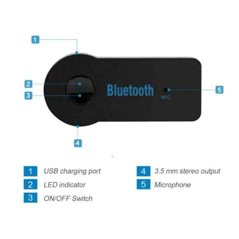 Bluetooth-адаптер 3 5 мм беспроводной автомобильный Bluetooth-приемник Aux-порт Bluetooth аудио