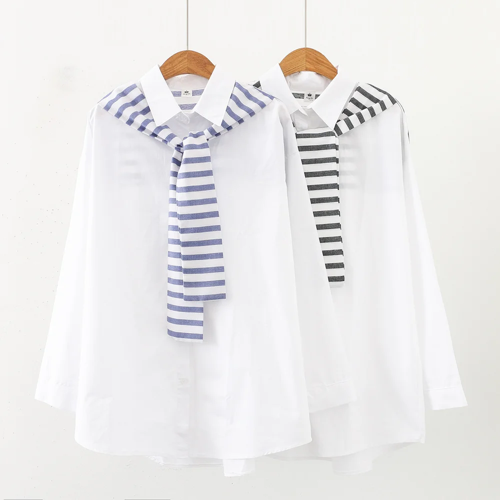 Женская блузка белая рубашка OL стиль свободные топы с длинным рукавом