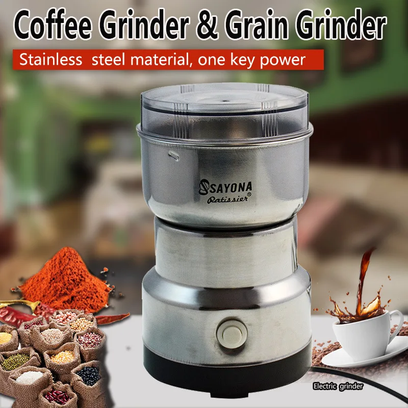

Home Mini Stainless Steel Coffee Spice Nuts Grains Bean Grinding Electric Grinder Home Medicine Flour Powder Crusher 220V