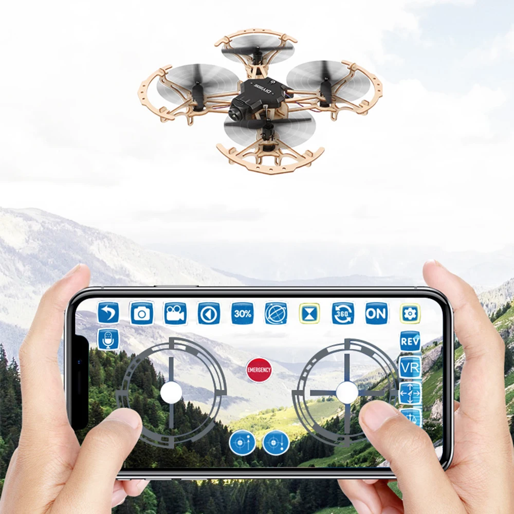 Детский деревянный DIY Дрон Мини карманный гоночный RC Собранный Квадрокоптер с