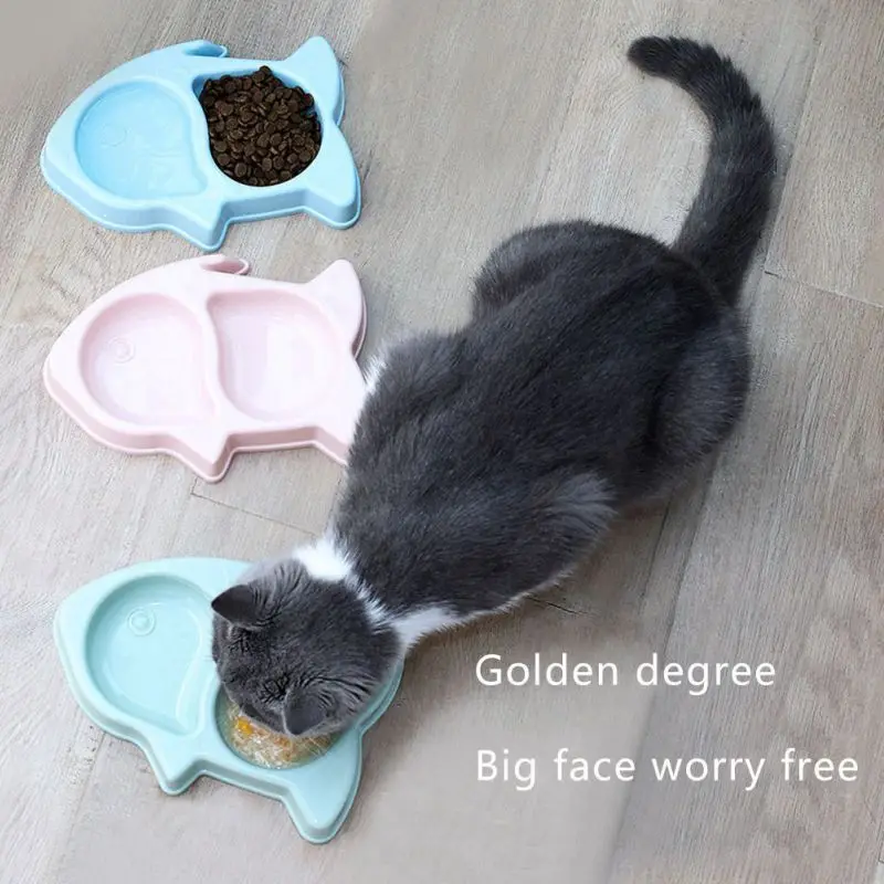 

Пластиковая миска для домашних животных миска для еды для домашних животных, кормушка для собак, легко чистится, двойная миска, миска для ко...