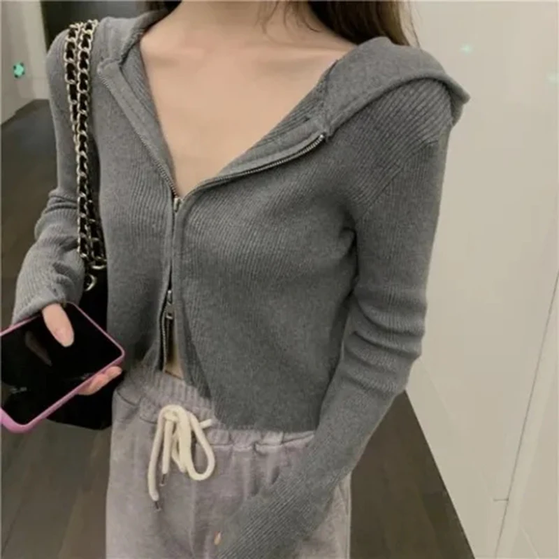 

Женский Укороченный кардиган на молнии, с длинным рукавом