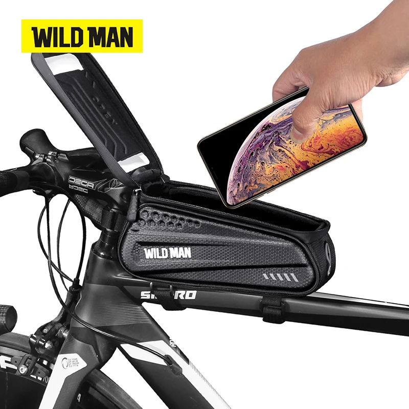 Сумка для велосипеда WILD MAN, жесткая оболочка 6,", светоотражающая, непромокаемая, с сенсорным экраном, чехол для телефона, сумка для велосипеда, топ, сумка-труба, аксессуары для велоспорта
