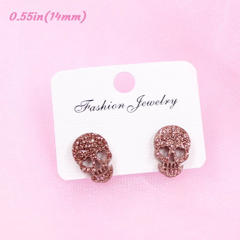 brown glitter-14mm 12/14 мм блеск акриловые серьги-гвоздики в форме черепа паук тыквы призрачная летучая мышь кошка Хэллоуин серьги-гвоздики Allegry серьги-ST-2 - Окраска металла: brown glitter-14mm