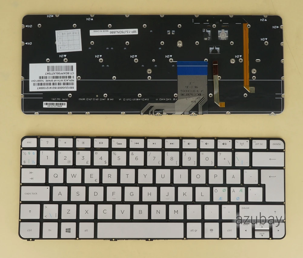 

Скандинавская клавиатура для HP Spertre 13 Pro 13-3000 13-3002eo 13- 3001eo 3060eo 3000eo 3055eo MP-13J76DNJ886 743897-DH1 с подсветкой, серебристая