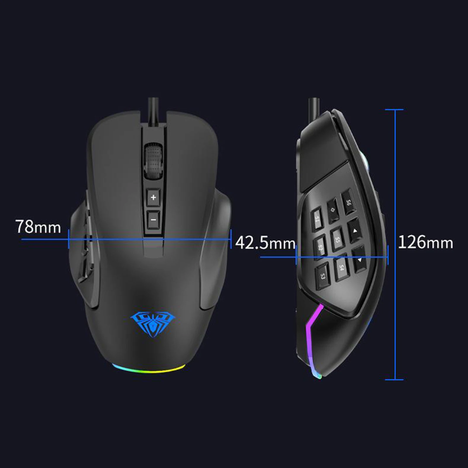 

Gaming Wired Mouse 10000 DPI Adjustable Wired 14 Buttons Mice Computer Mouse for Gamer Desktop Linux Internet Cafe Home