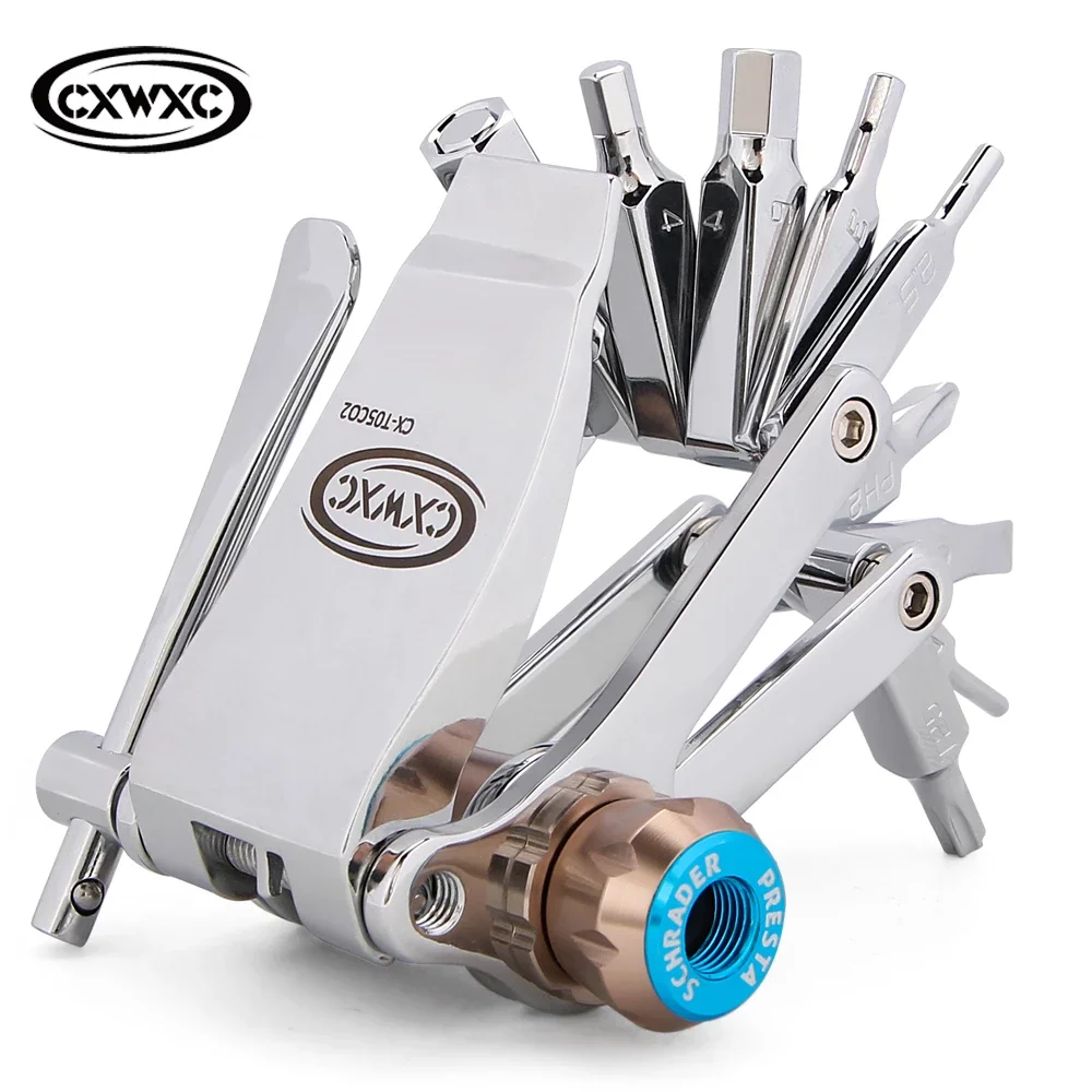 

CXWXC 16 In 1 Multifunction Bicycle Repair Tool Chain Breaker Tire Lever Allen Hex Key MTB Cycling Bike Repair Nitrogen use Tool
