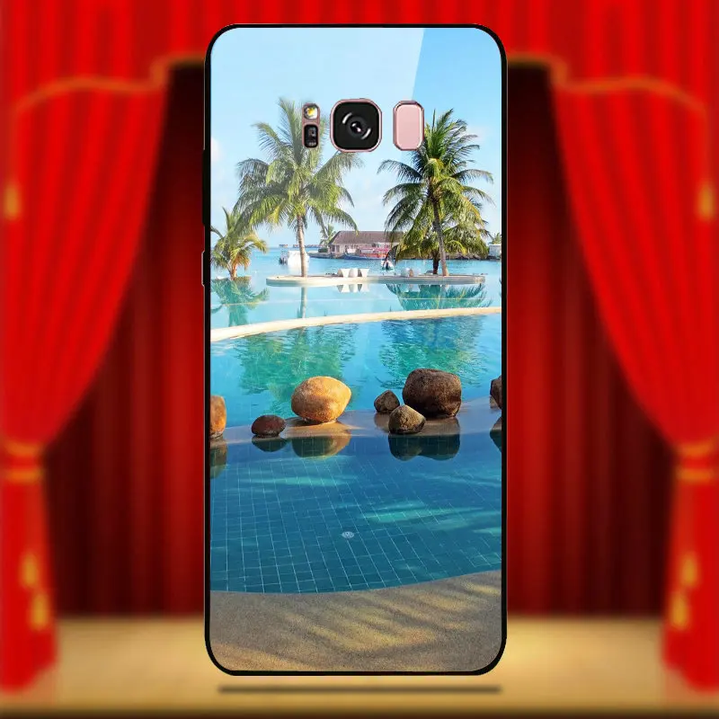 Palm Tree Hawaii Beach Tempered Glass Phone Cases Cover for Samsung Galaxy A6 A8 A8S A9S S8 S9 S10 Plus Lite Coque Bags |