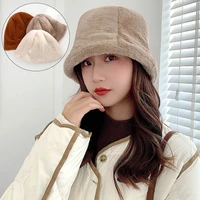 1pcs womens autumn and winter fashion plush fisherman hat solid color warm basin hat showing face small bucket hat s78