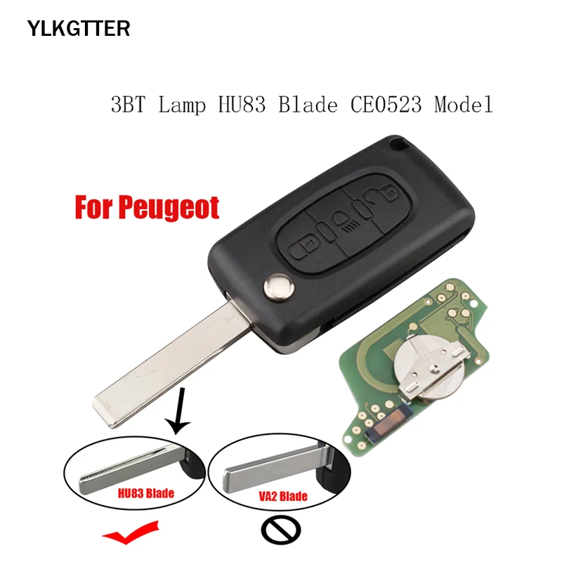 YLKGTTER 433 МГц Флип складной дистанционный ключ работа для peugeot 207 307 208 308 408 партнер с чипом транспондера и Uncut DIY лезвие