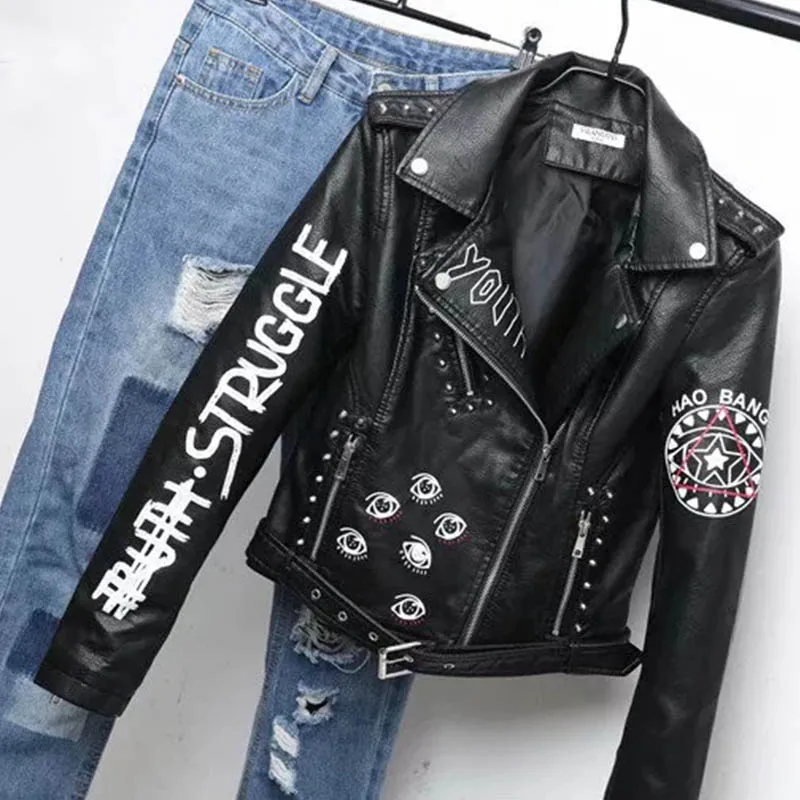 Женская кожаная куртка осенние пальто из искусственной мягкой кожи на молнии с