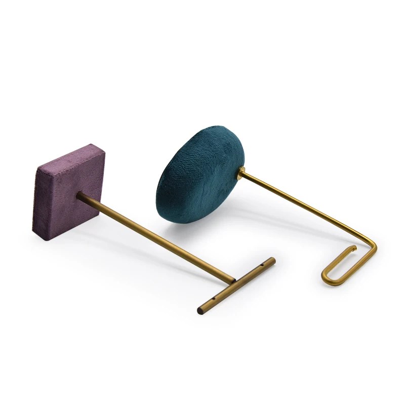 

JINSKY Jewelry Display Earring Stand Metal Velvet Fabric Base Rack Jewelry Display Holder Storage Organizer