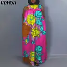 VONDA для женщин летнее платье Макси Дамы Печатных Платье без рукавов в богемном стиле, Vestidos, сексуальное платье без рукавов Цветочный принт Пляжное платье Femme