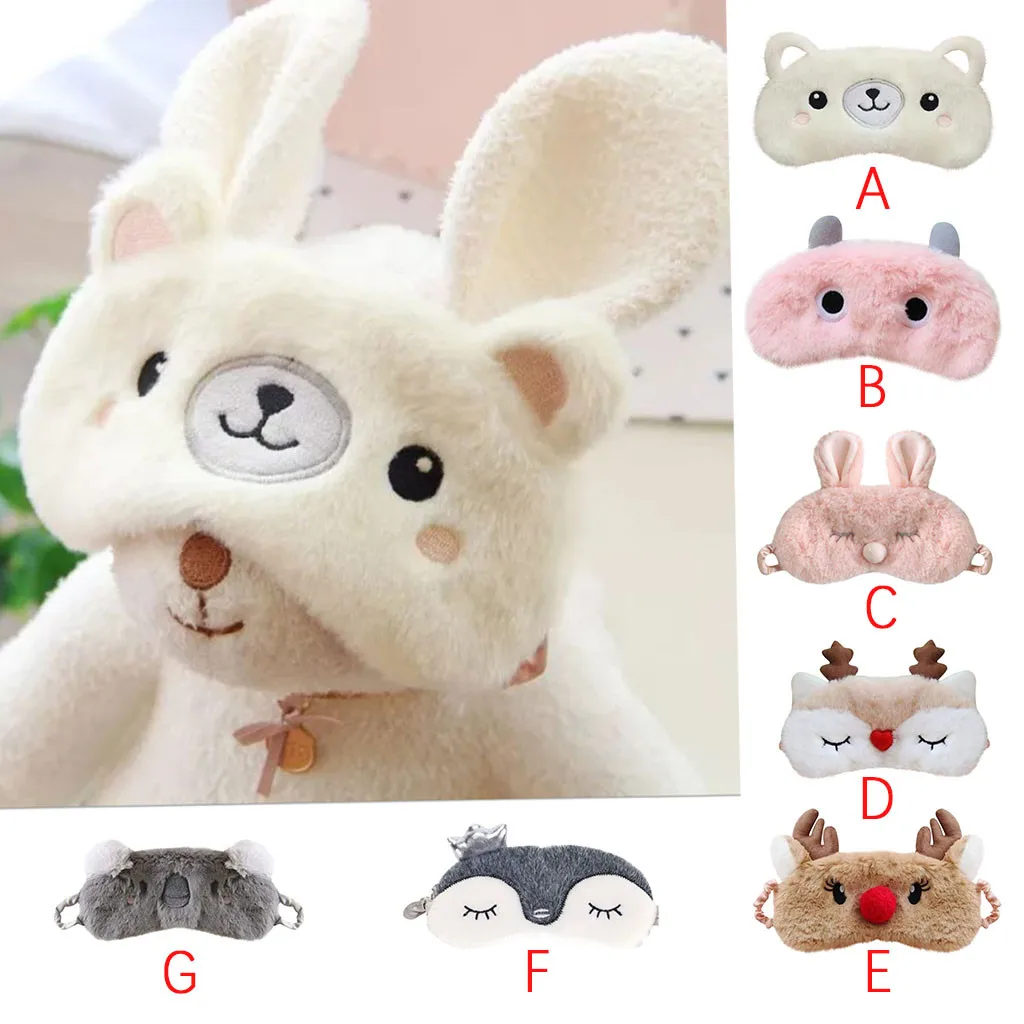 Новый Рождественский олень милый животный глаз плюшевая ткань маска для сна