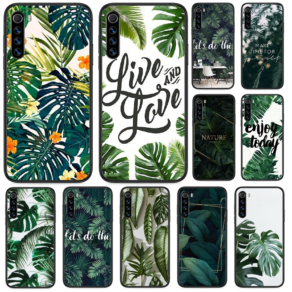 Зеленый чехол для телефона Monstera Leaf art Xiaomi Redmi Note 4A 4X 5 6 6A 7 7A 8 8A 4 5A 8T Plus Pro Черный
