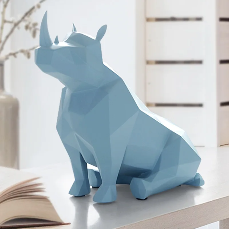 

European Creative Resin Gifts Statue Tabletop Decor For Office Home Decorations Rhinoceros Statue Desk Ornaments X4238