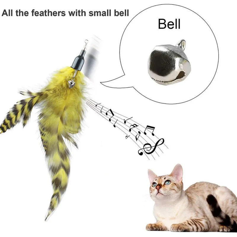 

Retractable Interactive Cat Feather Toy Feather Teaser Stick Wand Pet Feather Bell Refill Replacement Catcher For Kitten
