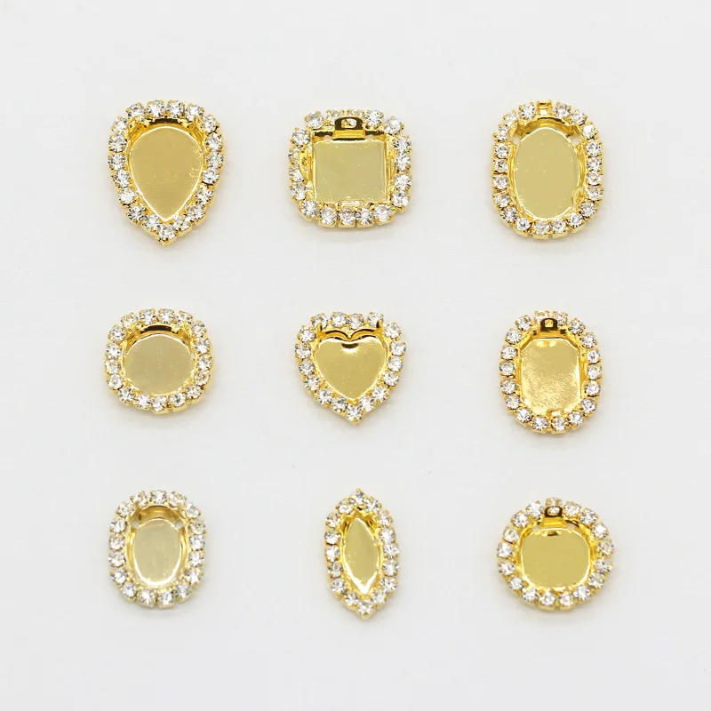 10p для шитья страз с покрытием в виде золота пустая Прозрачная отделка поддон