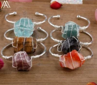 handmade wrap natural stone open cuff bracelet for women healing crystal beads bangles teengirls bracelets jewelry gift dropship