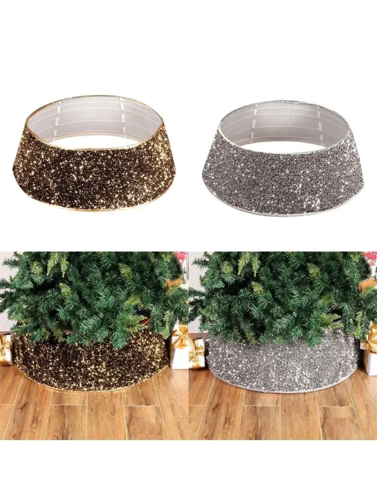 

Sequins Glitter Christmas Tree Base Collar Around Decorative Skirt Xmas New Year Party Home Decoration