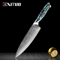 xituo 8 inch chef knife damascus steel sharp cleaver slicing knives abalone handle professional damascus kitchen knife cooking