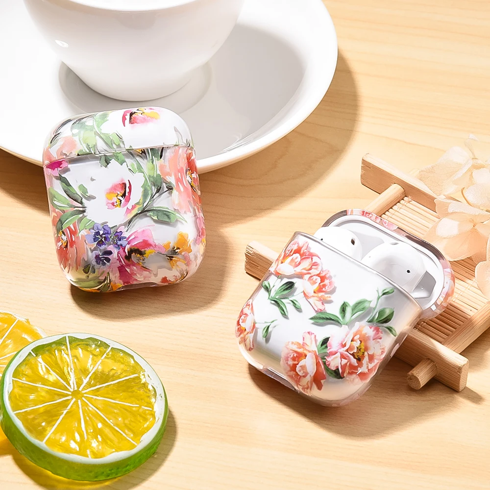 

Art Flower Earphone Case For Apple Airpods 2 1 Cases Cute Luminous Floral Cover For Air Pods 2 Protector Shell For airpods case