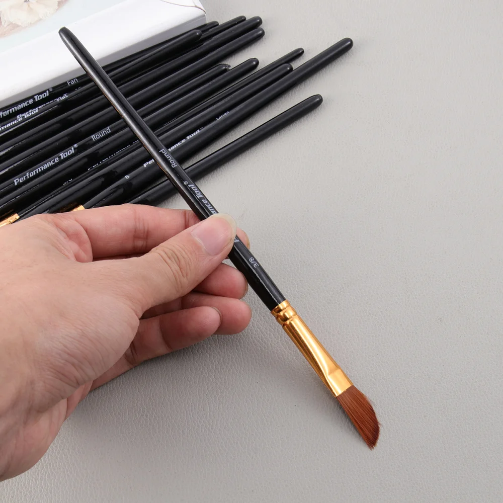 

12PcsProfessional Paint Brushes Wood Handle Oil Painting Brush Gouache Acrylic Oil Painting Brush for Students Artists Use