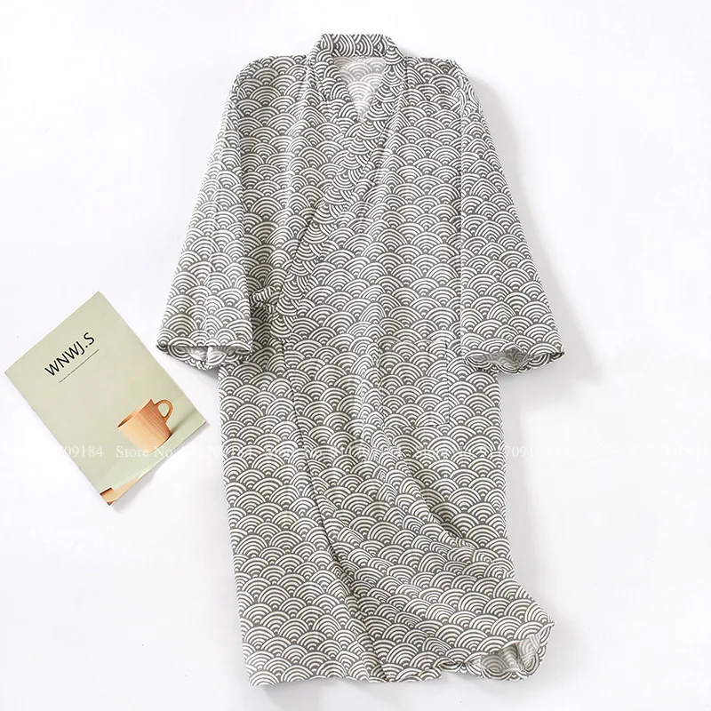 Japanese Style Cotton Kimono Pyjamas Robes Men Women Plus Size Yukata Bathrobe Cardigan Pajamas Couples Sleepwear Gown Homewear |