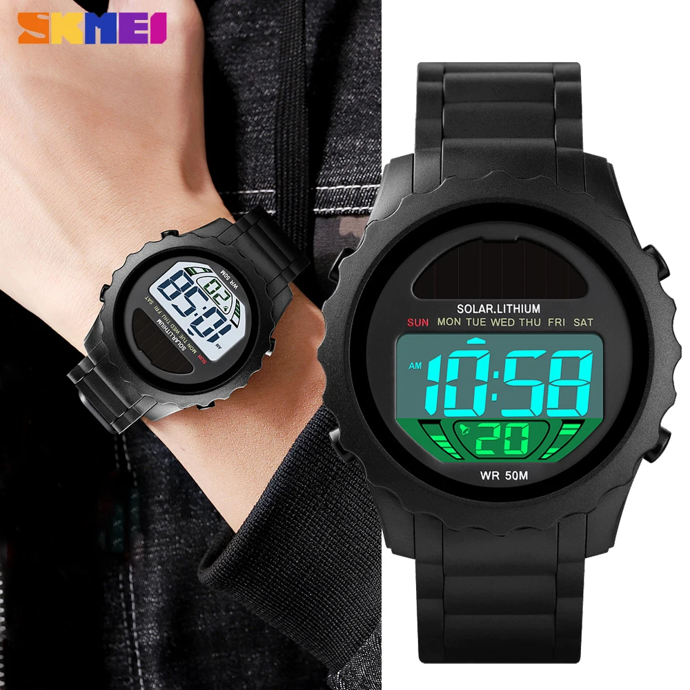 Часы наручные SKMEI мужские светодиодные с солнечной батареей спортивные