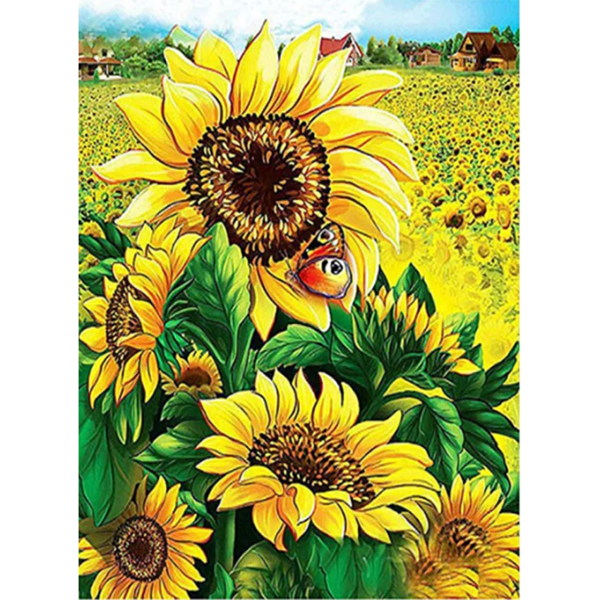

5D DIY Diamond Painting Cross Stitch Kit Square/Round Diamond Sunflower Beauty Mosaic Embroidery Gift Home Decoration BM108