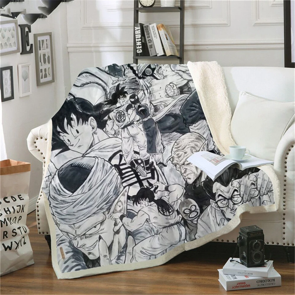 

CLOOCL Goku Anime Blanket 3D Print Child Blankets for Beds Adult Quilt Throws Blanket Sofa Travel Teens Student Weighted Blanket