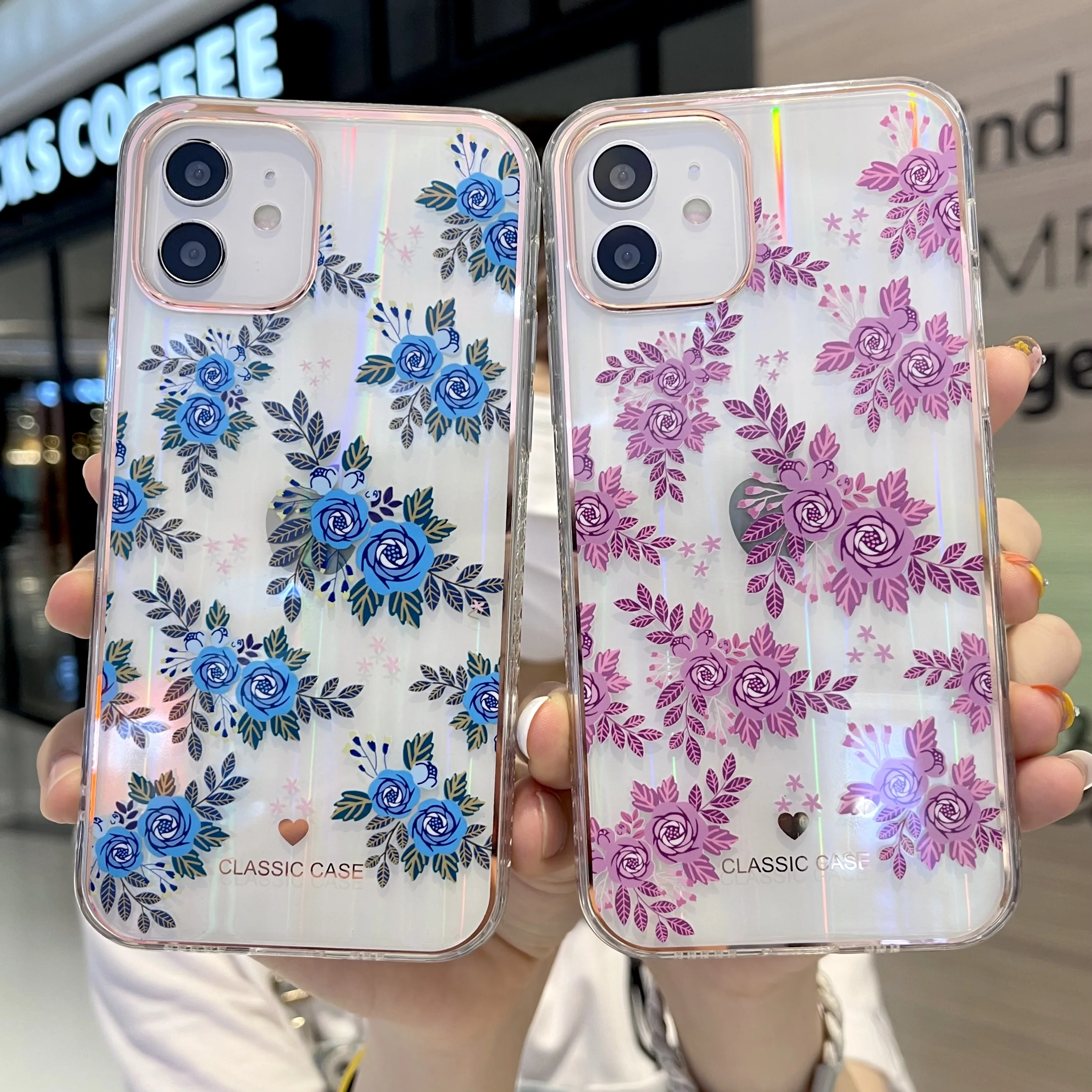 

Clear Phone Case with Flowers for iPhone 12 11 Pro Max XS XR SE 2020 7 8 Plus Back Cover Colorful Aurora Soft TPU Protect Etui
