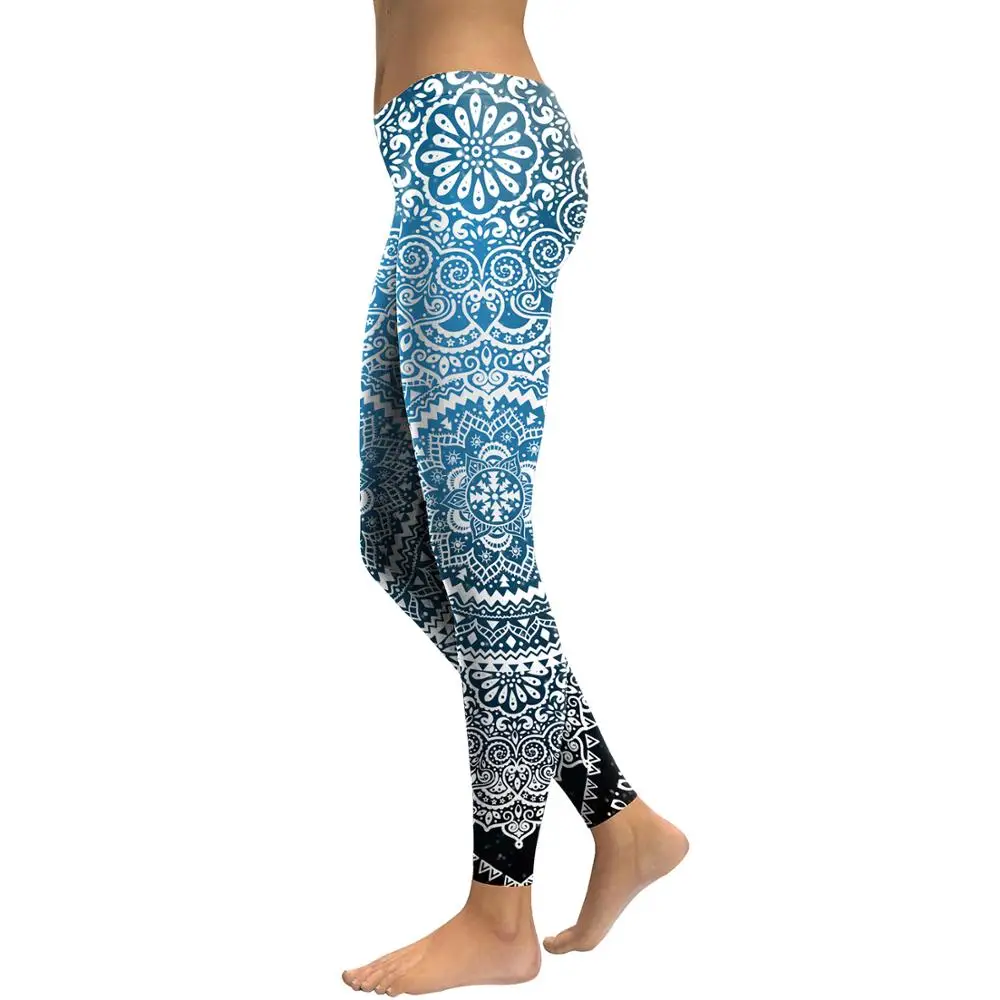 Женские леггинсы с мандалой NADANBAO модные облегающие цветочным принтом для