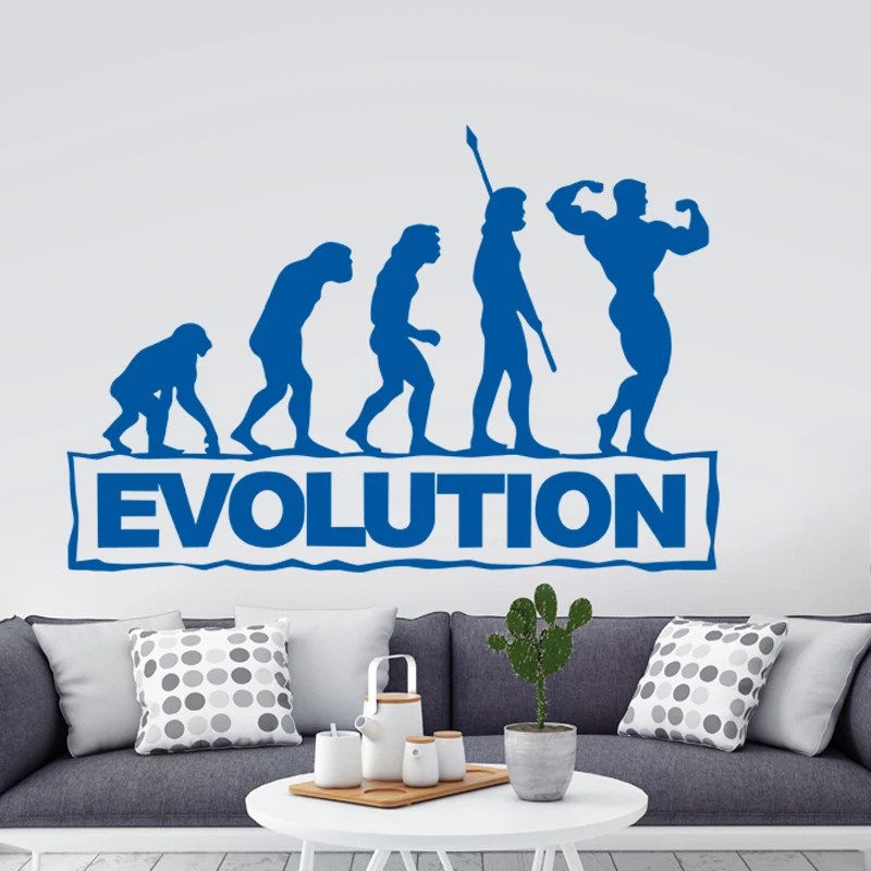 

Evolution Fitness Decal Gym Sticker Body-building Posters Vinyl Wall Decals Mural Fitness Crossfit Decal Muscle Gym Sticker