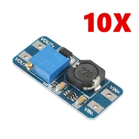 10pcslot mt3608 dc dc step up converter booster power supply module boost step up board max output 28v 2a