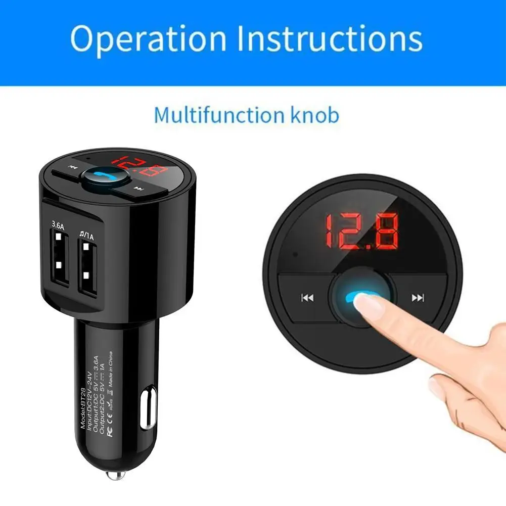 FM-модулятор беспроводной автомобильный Bluetooth-трансмиттер А быстрое зарядное